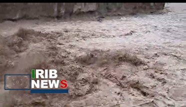 چهره کم‌سابقه رودخانه فصلی عنبرآباد پس از ۷ ساعت بارش بی‌وقفه