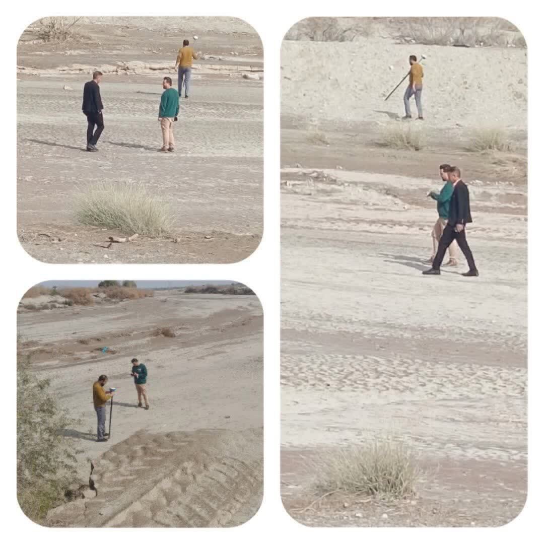 نقشه‌برداری از بستر رودخانه گمرکان در محدوده روستای توکل‌آباد