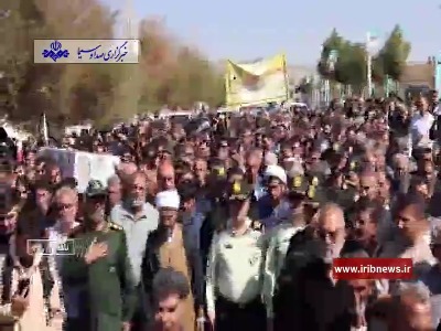 تشییع شهید مدافع وطن بر روی دستان مردم شهیدپرور بافت