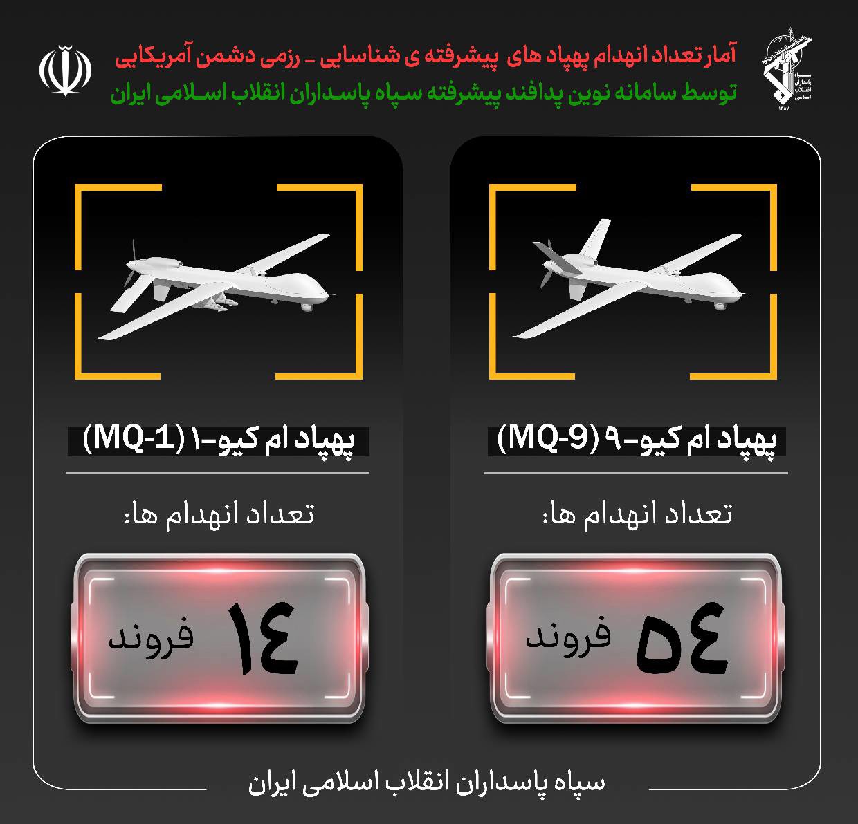 انهدام یک فروند پهپاد پیشرفته MQ۱